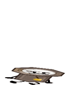 a cartoon clock with arms and legs is standing in a circle .