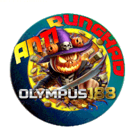 a logo for olympus 188 shows a pumpkin in a witch hat