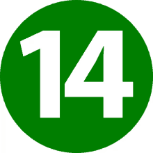 number 14 fourteen green circle