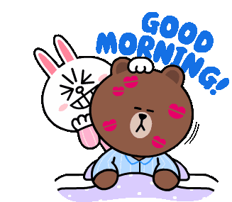 Good Morning Brown And Cony Sticker - Good Morning Brown And Cony Kisses Stickers