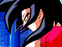 a close up of a person 's face with a blue background