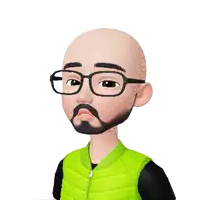 a bald man with glasses and a beard is thinking