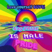 a poster that says love yourself guys and gay pride is male pride