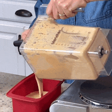 Pouring The Mixture Into The Container The Whole Food Plant Based Cooking Show GIF - Pouring The Mixture Into The Container The Whole Food Plant Based Cooking Show Placing The Blended Ingredients Into The Container GIFs
