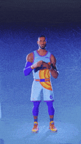 a basketball player with the number 6 on his shirt