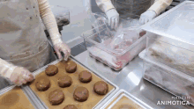 a person is putting a bag of meat into a plastic container .
