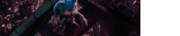 a close up of a sonic the hedgehog flying through the air .