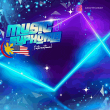a poster for music euphoria international with a purple background