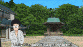 a man in glasses stands in front of a house with the words totally hilarious it 's a granny perm