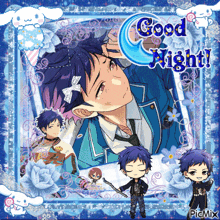 a picture of a boy with a bow in his hair and the words good night