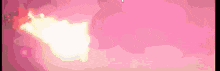 a pixel art of a rocket flying through the air on a pink background