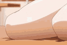 a close up of a person 's leg in a cartoon .