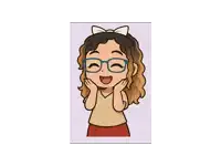 a cartoon girl wearing glasses and a bow in her hair