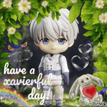 a picture of a boy with the words have a xcavierful day written on it