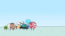 a cartoon character holding a gun in the desert