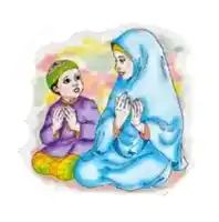 a cartoon of a woman and a boy praying