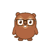 a cartoon beaver wearing glasses is holding a purple object