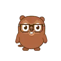 a cartoon beaver wearing glasses is holding a purple object