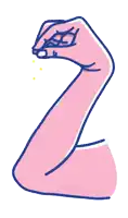 a pink and blue drawing of a hand with the letter z on the bottom