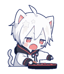 hungry mafumafu line sticker cat cute