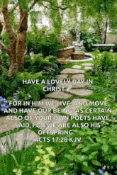 a picture of a garden with a bible verse