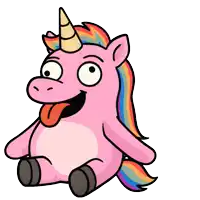 a cartoon unicorn with a rainbow mane and tail is farting