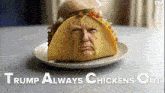 a taco with donald trump 's face on it is on a plate