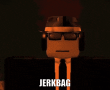 a cartoon of a man in a suit and tie with the word jerkbag written on the bottom