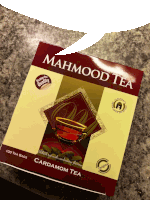 a box of mahmood tea with cardamom flavor