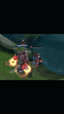 a video game screen shows a character being killed by a monster