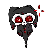 a cartoon drawing of a ghost with red eyes and a red heart