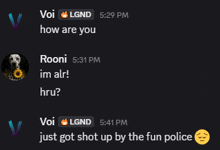 a screen shot of a conversation between voi and lgnd
