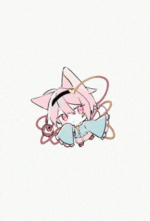 a drawing of a girl with pink hair and a cat ears .