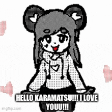 a black and white drawing of a girl with a teddy bear head and ears .