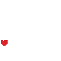 a pixel art of a red heart with a white background