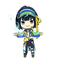 a cartoon girl is holding a blue whale and a blue balloon