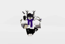 a cartoon character with antlers and a purple scarf on