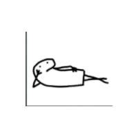 a black and white drawing of a stick figure laying on a ledge .