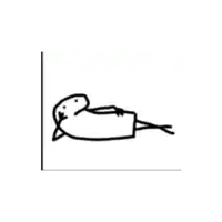 a black and white drawing of a stick figure laying on a ledge .
