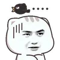 a cartoon cat with a bird on its head is making a funny face .