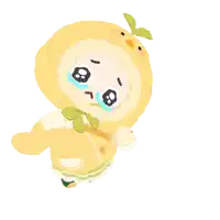 a cartoon drawing of a person wearing a yellow chicken costume