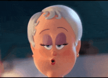 a close up of a cartoon character 's face with her eyes closed