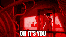 a harley quinn cartoon with the words oh it 's you on the bottom