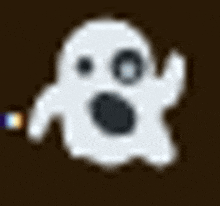 a pixel art of a ghost with a scared face