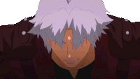 a drawing of a man with white hair and red eyes