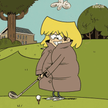 playing golf lynn loud the loud house hit the golf ball spinning around