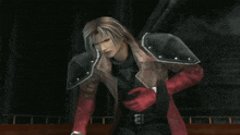 a close up of a video game character with a serious look on his face