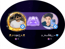 a circle with a picture of a man named wini and a picture of a man named awar