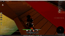 a screenshot of a video game shows a pirate standing in front of a christmas tree and a treasure chest