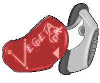 a drawing of a red object with the word vegeta written on it